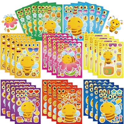 Funny Mix and Match Your Own Bee Make A Face Stickers For Kids Cute Cartoon Honeybee DIY Puzzle