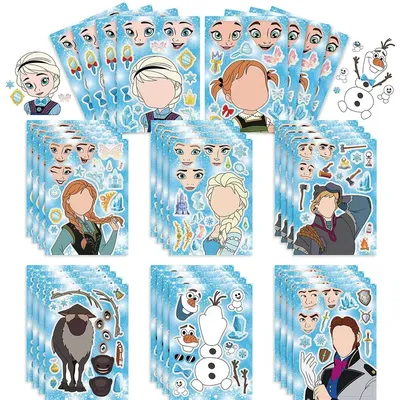 8/16Sheets Disney Frozen Puzzle Stickers Make a Face Create Your Own Elsa Olaf Anna Kids Toy