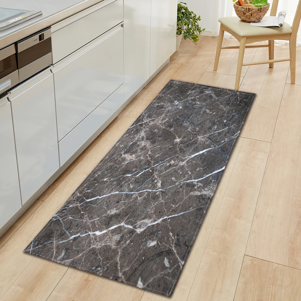 Marble Kitchen Bathroom Mat Home Living Room Balcony Bedroom Floor Decor Carpet House Hallway Entrance Doormat Non-Slip Foot Rug