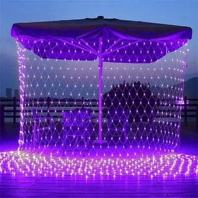 EU Plug 220V Purple Halloween Net Lights Connectable LED Purple Pink Mesh Netting Lights Garden Christmas Bush Garland Light