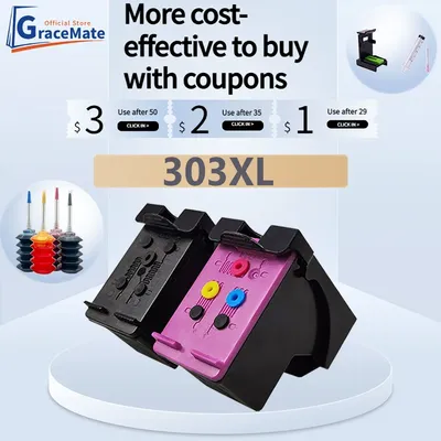 GraceMate 303XL Ink Cartridge Replacement for HP 303 hp303 Envy Photo 6220 6222 6230 6232 6252 6255 6234 7130 7134 7830 Printer