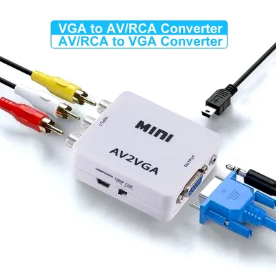 VGA to AV Converter VGA to RCA AV to VGA Converter RCA Adapter with 3.5mm Audio Cable for TV Box PC 1080P CVBS To VGA Converter