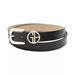 Giani Bernini Accessories | Giani Bernini Womens Size Xl Logo Keeper Skinny Waist Belt Faux Leather In Black | Color: Black/Gold | Size: Xl