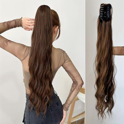 Claw Ponytail Extension 32 Inch Water Wave Wavy Curly Clip In Hair Extensions Soft Synthetic Hairpiece For Women