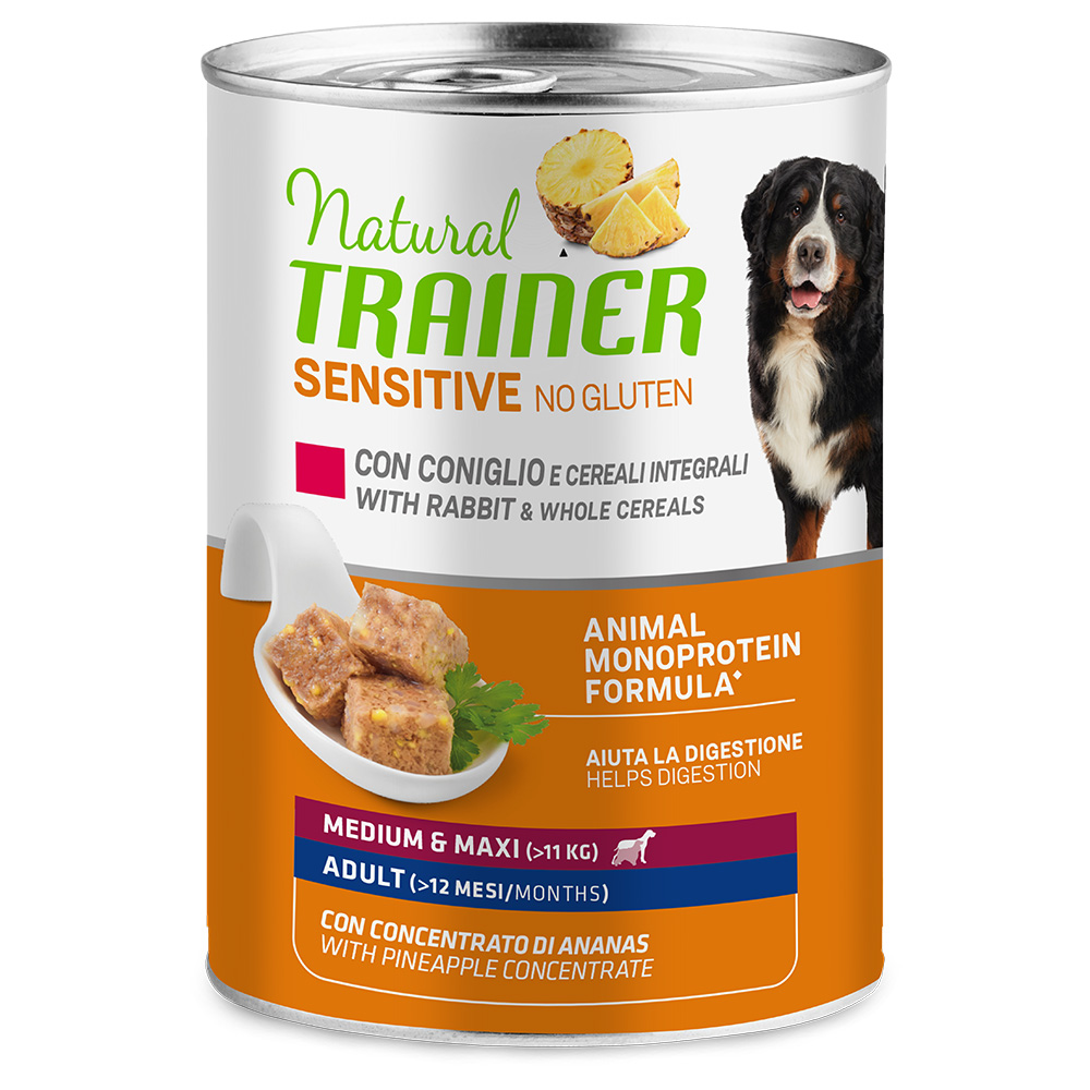 Natural Trainer Sensitive No Gluten Medium & Maxi Adult Umido per cane - Set %: 24 x 400 g Coniglio
