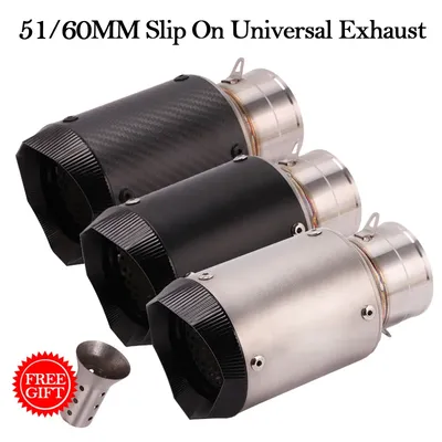 60MM Slip On Universal Motorcycle GP Exhaust CNC Carbon Fiber DB Killer Escape Muffler For Kawasaki Z900 FZ6 RC390 S1000XR