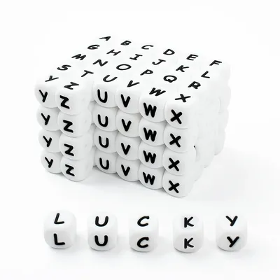 100pcs 12mm Letters Silicone Beads Pacifier Clips Alphabet DIY Personalized Name Chain Jewelry