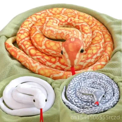 110-310cm Simulation Python Boa Plush Doll Reptile White Green Silver Black Beautiful Pattern Snake