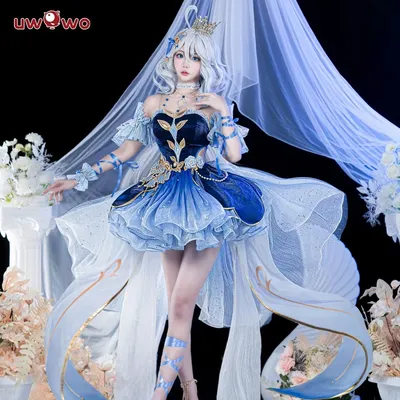 UWOWO Genshin Impact Fanart Focalors Lily of the Valley Balll Gownn Dress Cosplay Costume