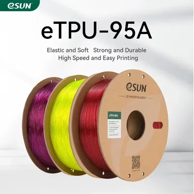 eSUN Flexible TPU Filament 1.75mm,TPU 95A 3D Printer Filament 1KG 2.2 LBS Spool 3D Printing Material TPU 95A For 3D Printers