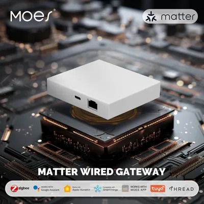 MOES Tuya Zigbee Matter Thread Gateway Smart Home Bridge Matter Hub Support Voice Control Siri