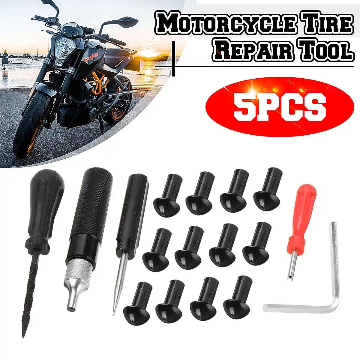 Auto Motorrad Reifen Reparatur Plugger Werkzeuge Set Reifen rad Reparatur satz Stecker Sonde Düse Schrauben dreher Entfernung Werkzeuge installieren Image