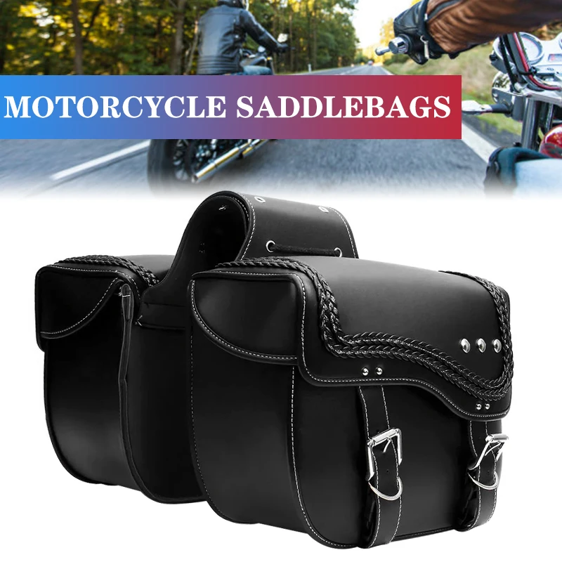 Ein Paar Motorrad-Satteltaschen, 35,5 x 15 x 28,6 cm, seitliche Aufbewahrung, Gepäcktasche, Werkzeugtasche, Satteltasche, wasserdicht, für Suzuki/Yamaha/Honda Image