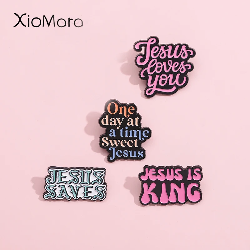 Elogizing Jesus Zitat Emaille Pins eines Tages an einem süßen Jesus Broschen Revers Abzeichen Zitate Banner Schmuck Geschenk für Kinder Freund Image