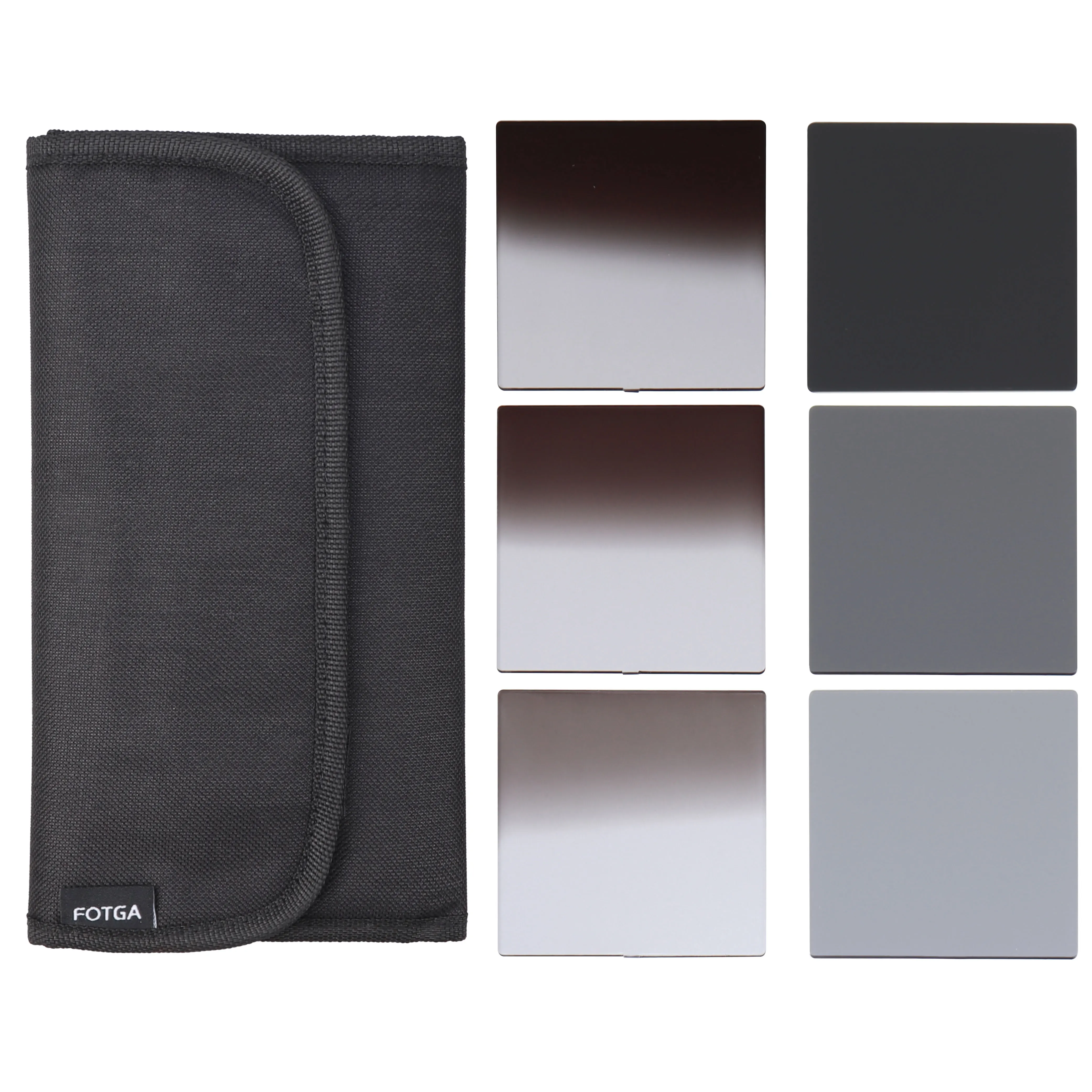 Fotga 6-teiliges 4 x 4 100 mm quadratisches Filter-Set mit neutraler Dichte und vollem + abgestuften ND2-ND4-ND8-Filtern für matte Box Image