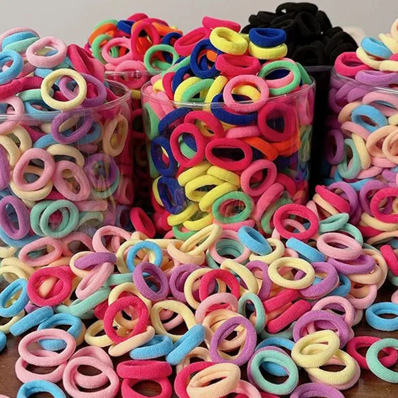 20/50/100pcs bunte grundlegende Nylon elastische Haar gummis für Mädchen Pferdes chwanz halten Scrunchie Gummiband Kinder grundlegende Haarschmuck Image