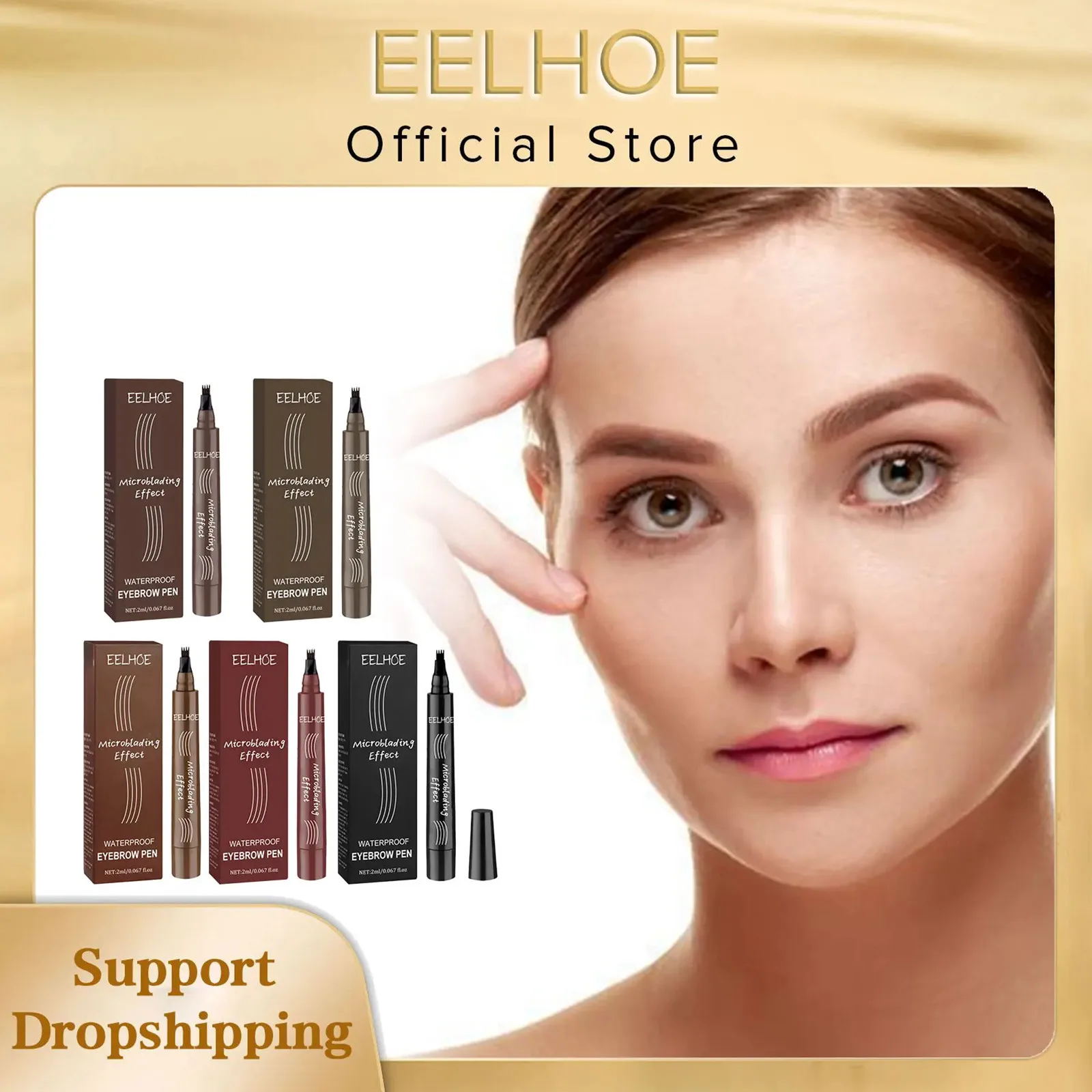 Eelhoe 4 Punkt Augenbrauen stift wasserdicht Tattoo schweiß fest langlebig 5 Farben flüssig Microb lading Augenbrauen stift kosmetisches Make-up Image