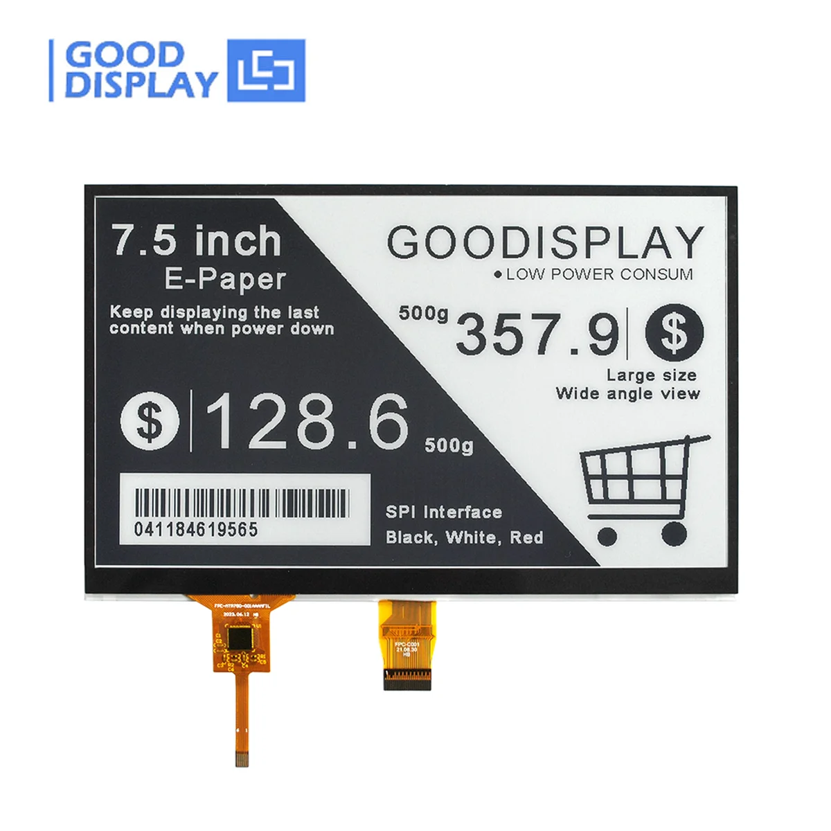 GooDisplay Raspberry Pi E-Ink-Bildschirmhersteller 7,5 E Papierdisplay mit Touchscreen, GDEY075T7-T01 Image
