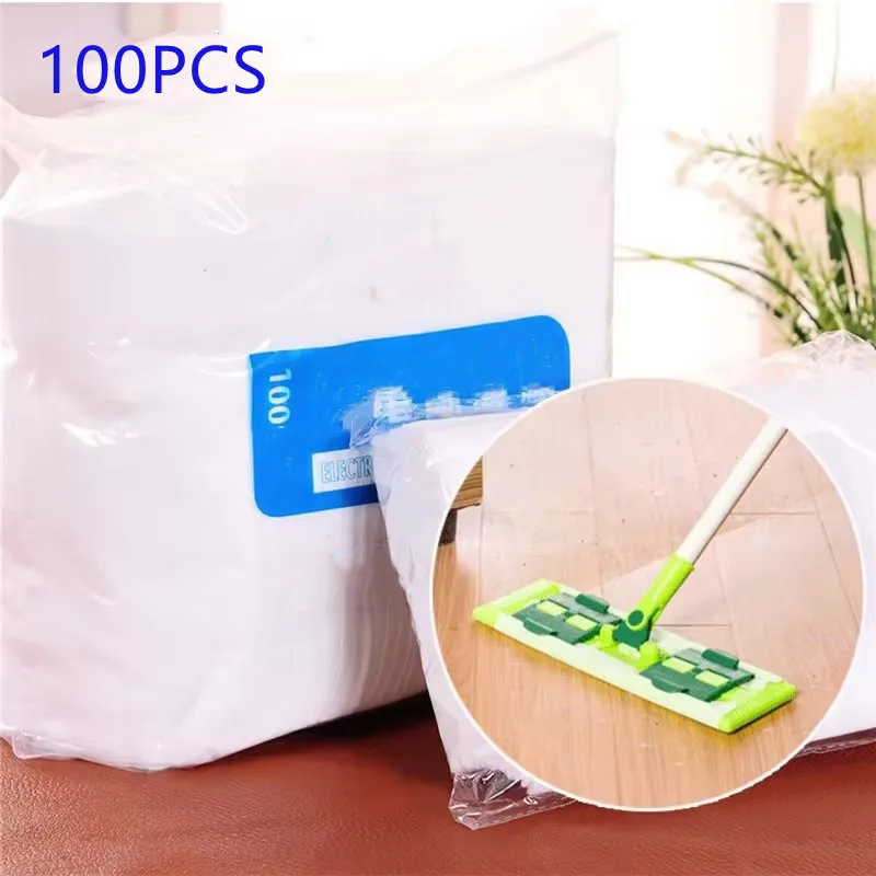 100 Stück Einweg-Mopppapier für elektrostatische Staubentfernung, für Zuhause, Küche, Badezimmer, Reinigungstuch, Ersatz-Moppkopf, Tuchteile Image