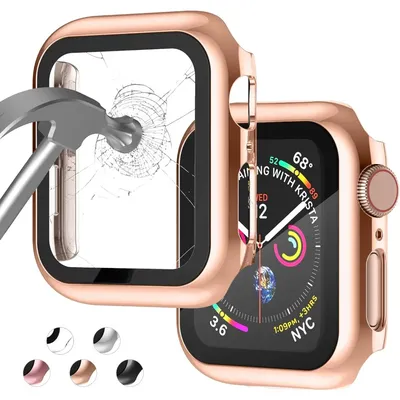 Gehäuse für Apple Watch 45mm 41mm 44mm 40mm 42mm Displays chutz folie Glas 2 in1 Zubehör iwatch Image