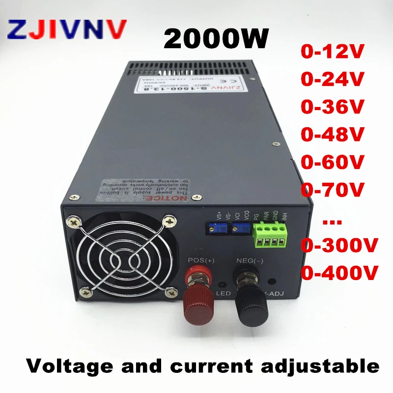 Einstellbare 2000W Schalt Netzteil 0-12V 15V 24V 27V 36V 48V 60V 72V 110V 220v 300V 400VDC netzteil 110/220VAC EINGANG Image