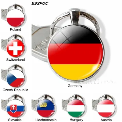 Zentrale Europa Länder Flagge Keychain Deutschland Polen Schweiz Österreich Ungarn Flagge Glas