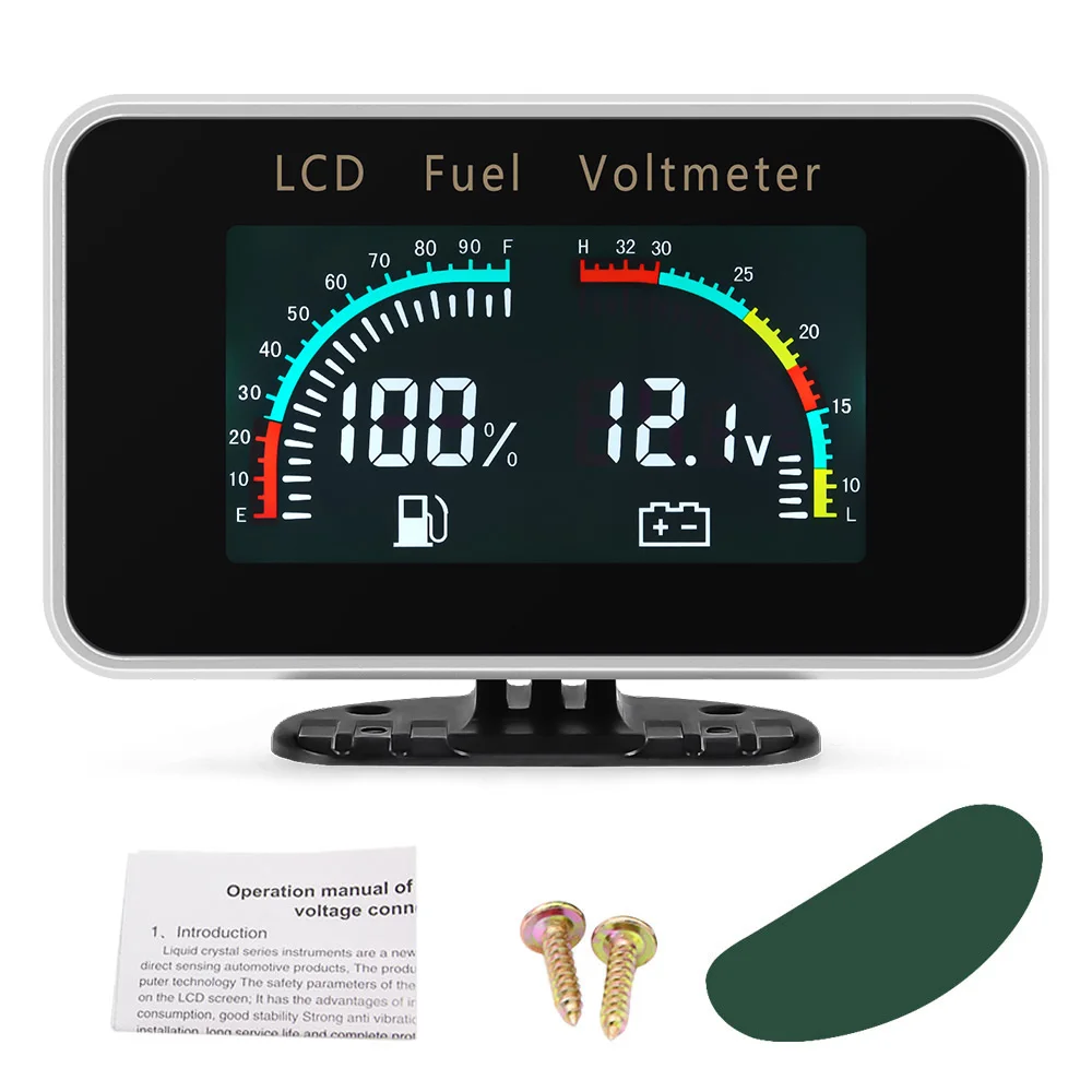 AD 2IN1 LCD Auto Digital Kraftstoff Level Gauge + Voltmeter 12V 24V Flüssigkeit Level Meter Lkw Spannung kraftstoff Level Board Auto Ersatz Image