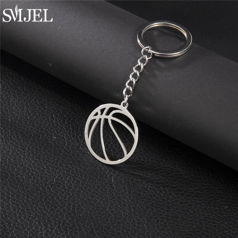 Mode Basketball Anhänger Schlüsselanhänger Edelstahl Fußball Schlüsselanhänger Ball Sport Fans Geschenk für Männer Freunde Image