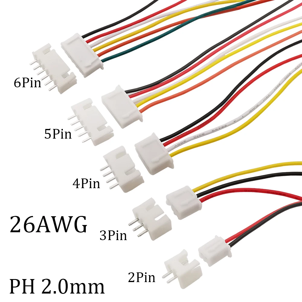 10set mini jst ph 2,0 Stecker Buchse 2/3/4/2,0 Pin ph 2,0mm Steckdose Klemmen Kabelst ecker 26awg Draht 20cm mm
