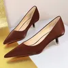 Bigtree Schuhe Frauen 4,5 cm Absätze spitzen Zehen Frau Pumps Mode Kätzchen Absätze große Größe 34-43 sexy mittelhohe Damenschuhe