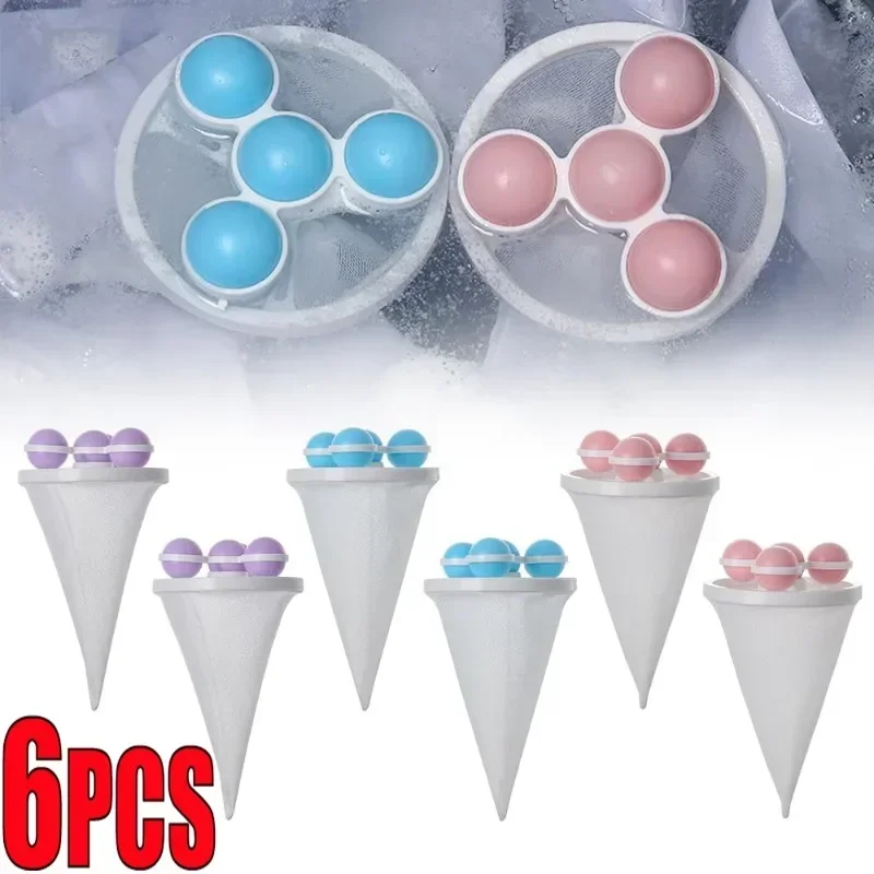 1/6pcs schwimmende Haar filter Mesh Entfernung Waschmaschine Filter beutel wieder verwendbare Haar filter Netz beutel Flusen fänger für Wäsche Image