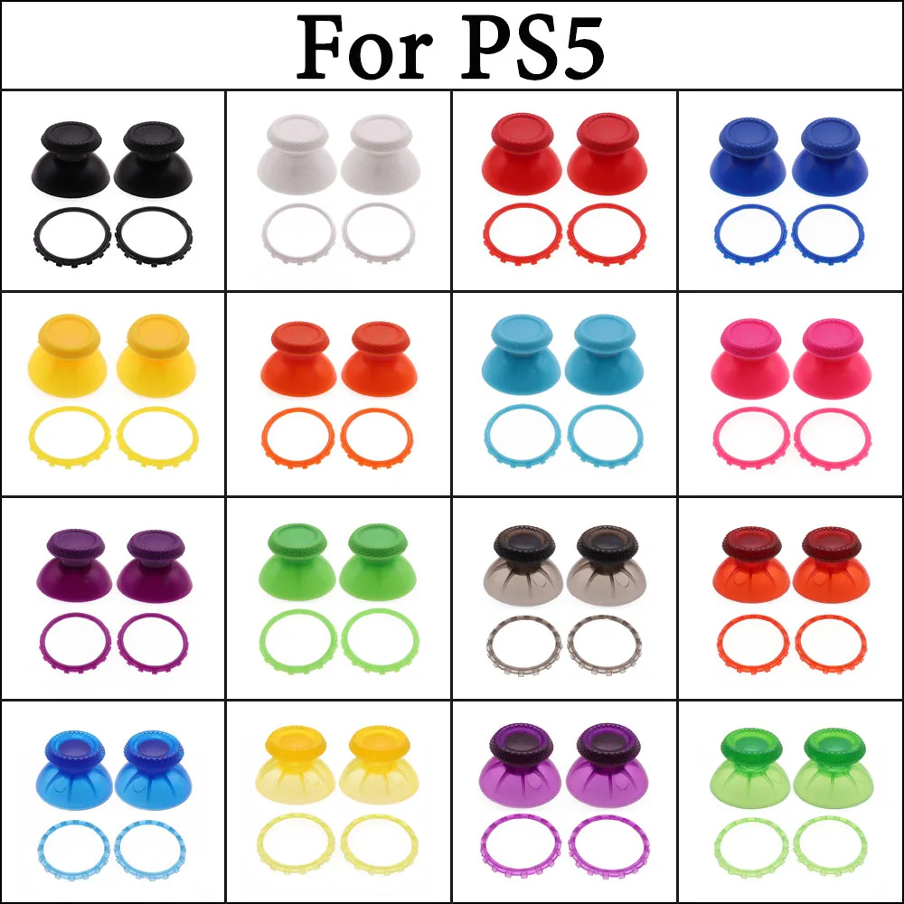 TingDong für Sony Dualsense 5 PS5-Controller, 3D-Analog-Pilzkappe, Thumbstick-Joystick-Abdeckung mit Akzentringen aus Kunststoff Image