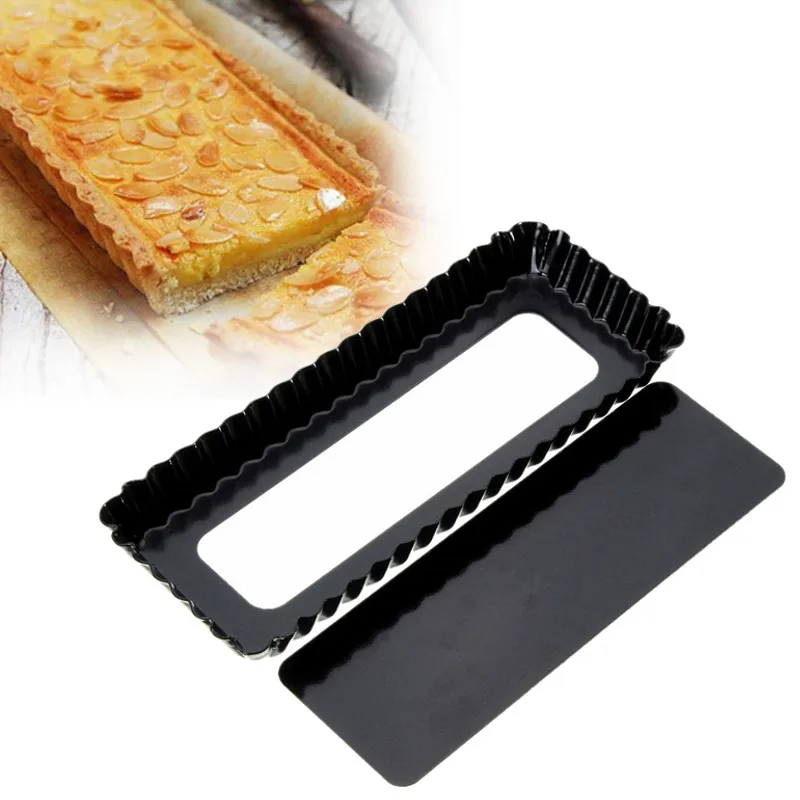 Geriffelte Pie Torte Pan Mold Backen Abnehmbare Bottom Antihaft Quiche Tart Werkzeug Rechteck Backformen vorlage Gerichte Kuchen Pfannen backblech Image