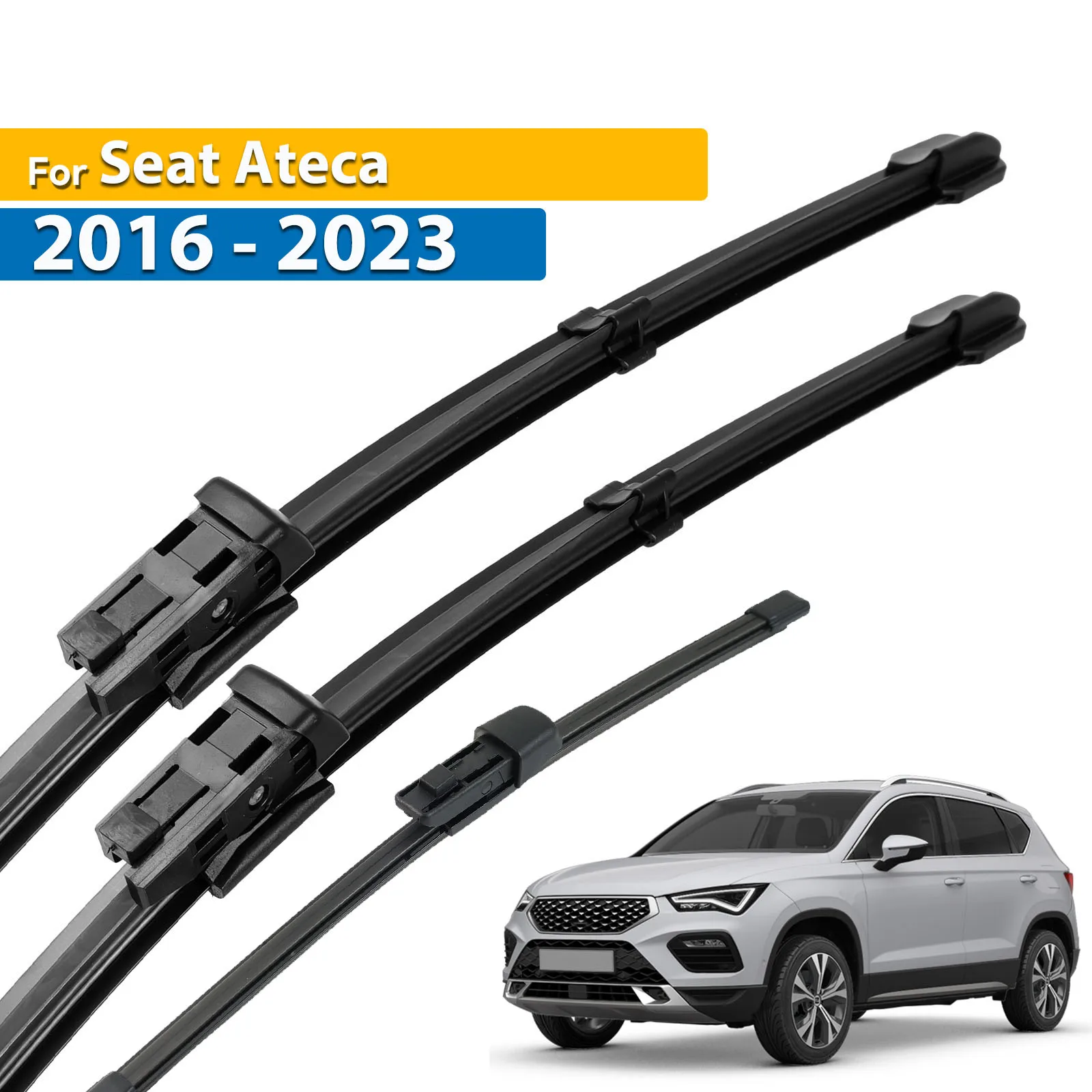 Erick's Wiper LHD Front- und Heckwischerblätter-Set für Seat Ateca 2016–2023 Windschutzscheibe, Windschutzscheibe, Fensterbürsten, 26 Zoll, 18 Zoll, 11 Zoll Image