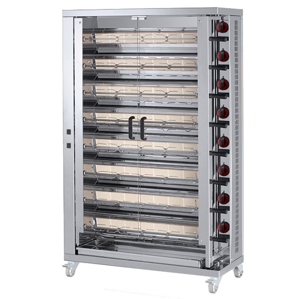 Hähnchengrill mit gas mit licht. 8 schwerter = 40/48 hühner - 1100x450x1800 mm - 56 Kw + 110 W 230/1V - 53400L84 Eurast Image