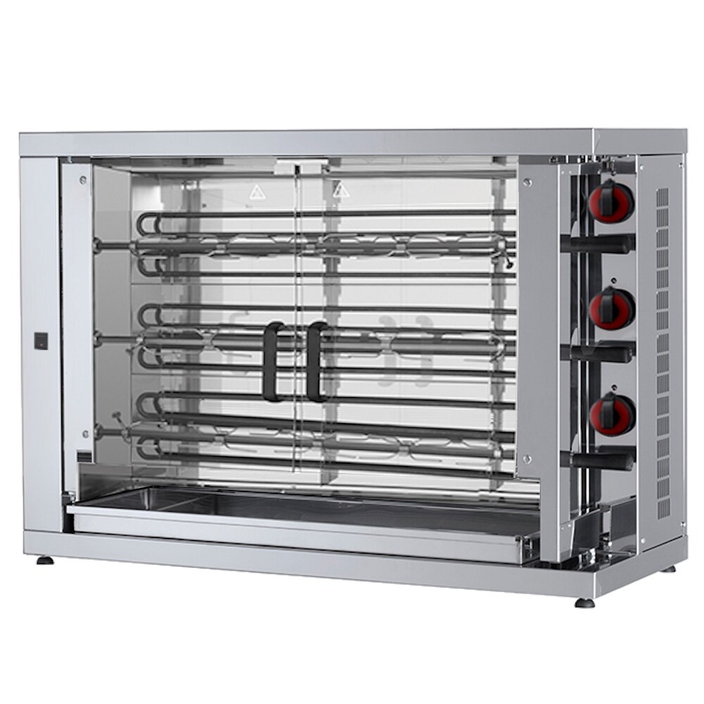 Elektrischer hähnchengrill mit licht. 3 schwerter = 15/18 hühner - 1100x450x780 mm - 12600 W 400/3V - 53153L81 Eurast Image