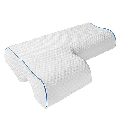 Couples Pillow with Arm Rest Memory Foam Anti Hand Pressure Neck Pain Relief Arched Sleeping Cuddle Cervical Cushion for Sleeper