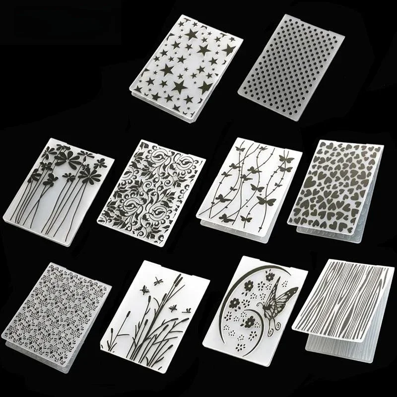 Plaques de gaufrage en plastique transparentes, dossier de gaufrage 3D, conception pour bricolage, matrices de découpe de papier, scrapbooking, nouveauté, 10,5x14,5 cm