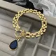 Bracelet en or avec pendentif goutte d'eau en cristal bleu pour femme bijoux de poignet tendance