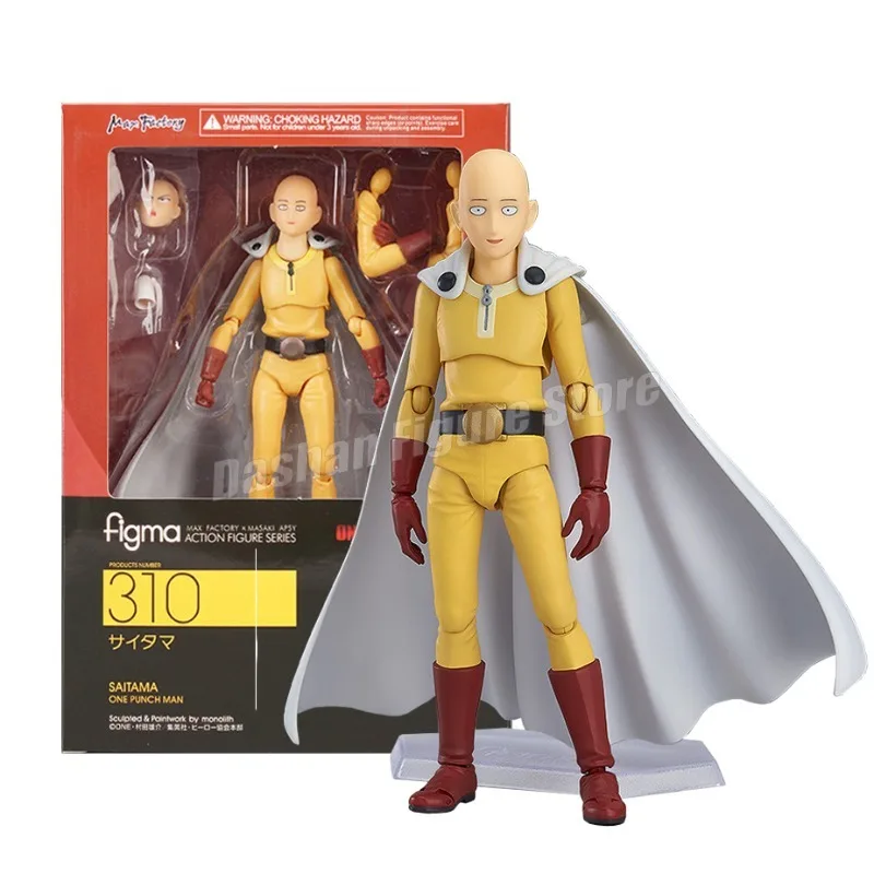 Figma 310 ONE PUNCH-MAN Saitama Action Figure PVC Anime Collection 15 cm Testa calva Saitama Figurina mobile Modello Giocattoli per i regali