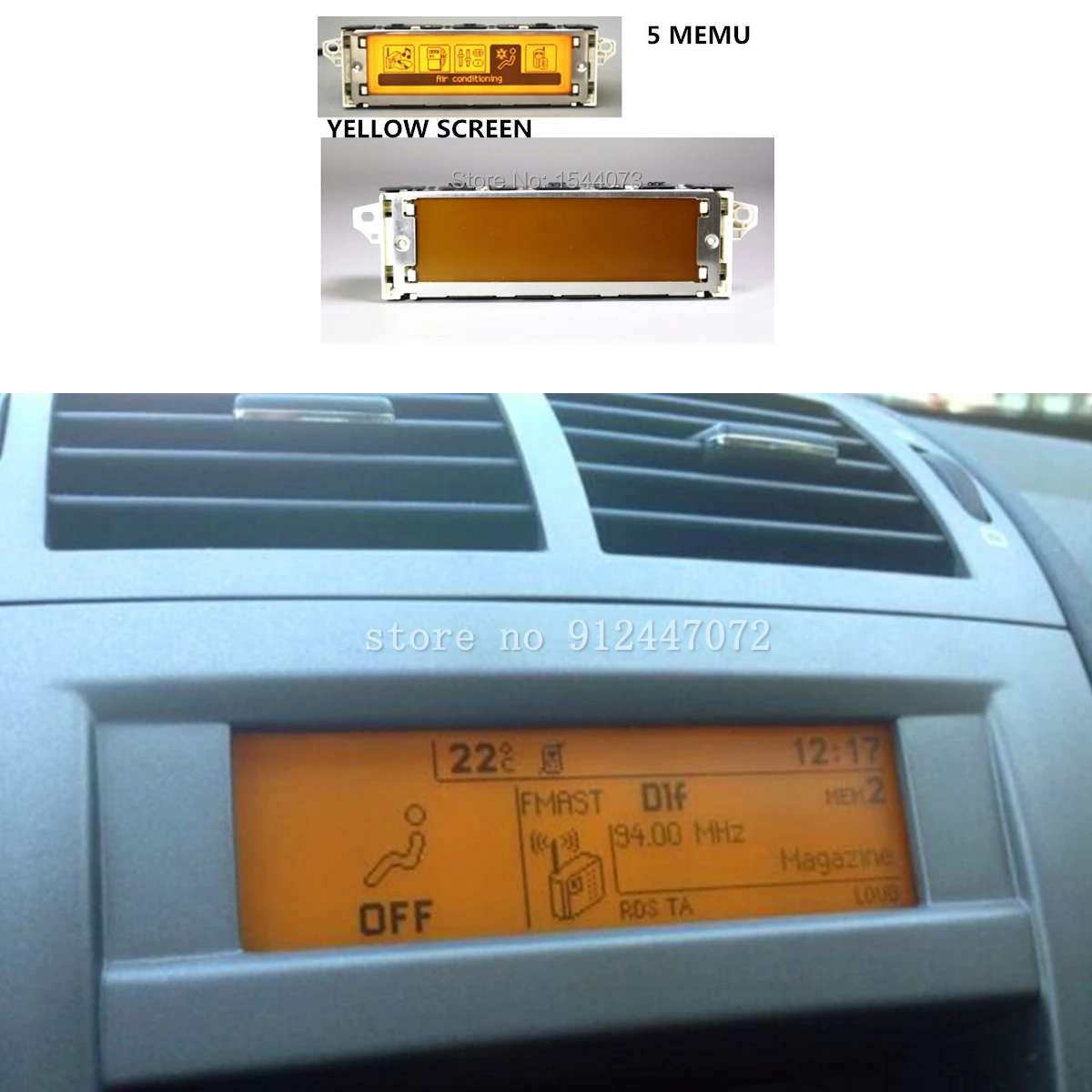 5 Menu supporto schermo giallo USB Bluetooth Display aria condizionata monitor 12 pin per Peugeot 307 407 408 citroen C4 C5