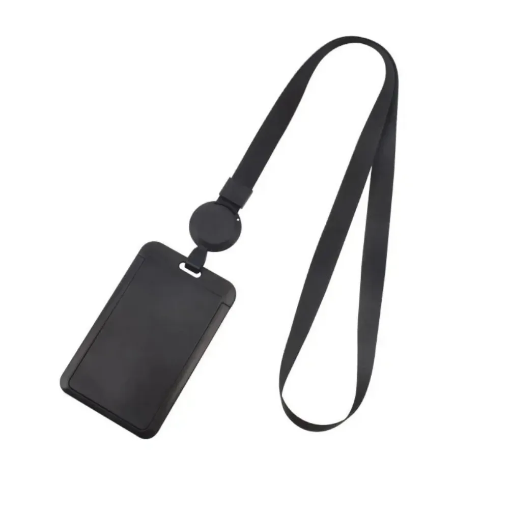 Custodia nera per patente di lavoro con etichetta identificativa con porta badge retrattile, cordino, porta badge con nome identificativo, etichetta sul petto, custodia per carta da lavoro