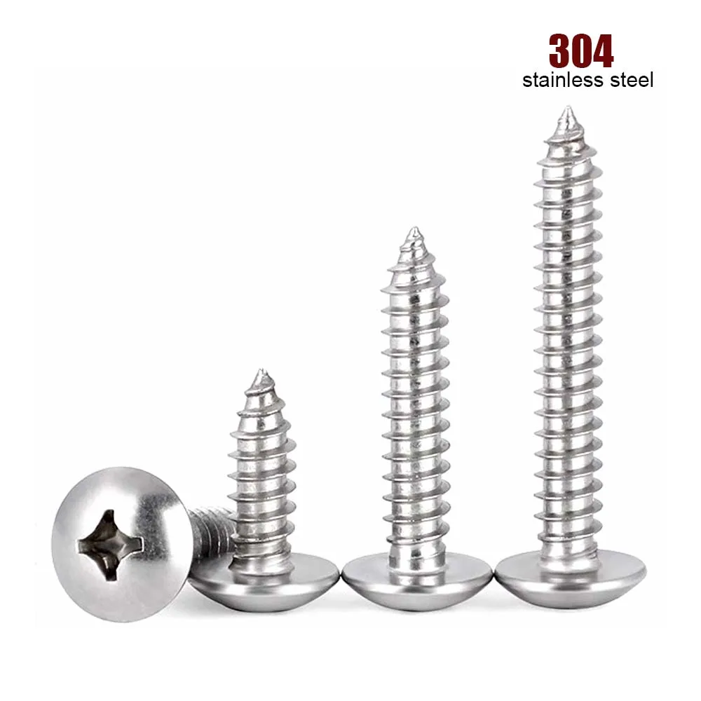 5/50 pz M2.2 M2.9 M3.5 M3.9 M4.2 M4.8 M5.5 M6.3 304 In Acciaio Inox Phillips Grande Traliccio Testa Autofilettante Vite Per Legno JISB1122T