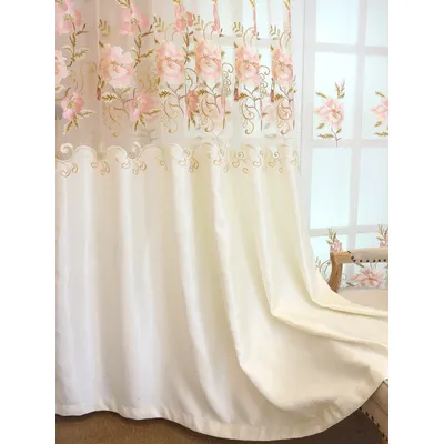 White Embroidered European Style Thickened High-end Curtains for Bedroom Transparent Tulle for Living Room,Grommet Top,
