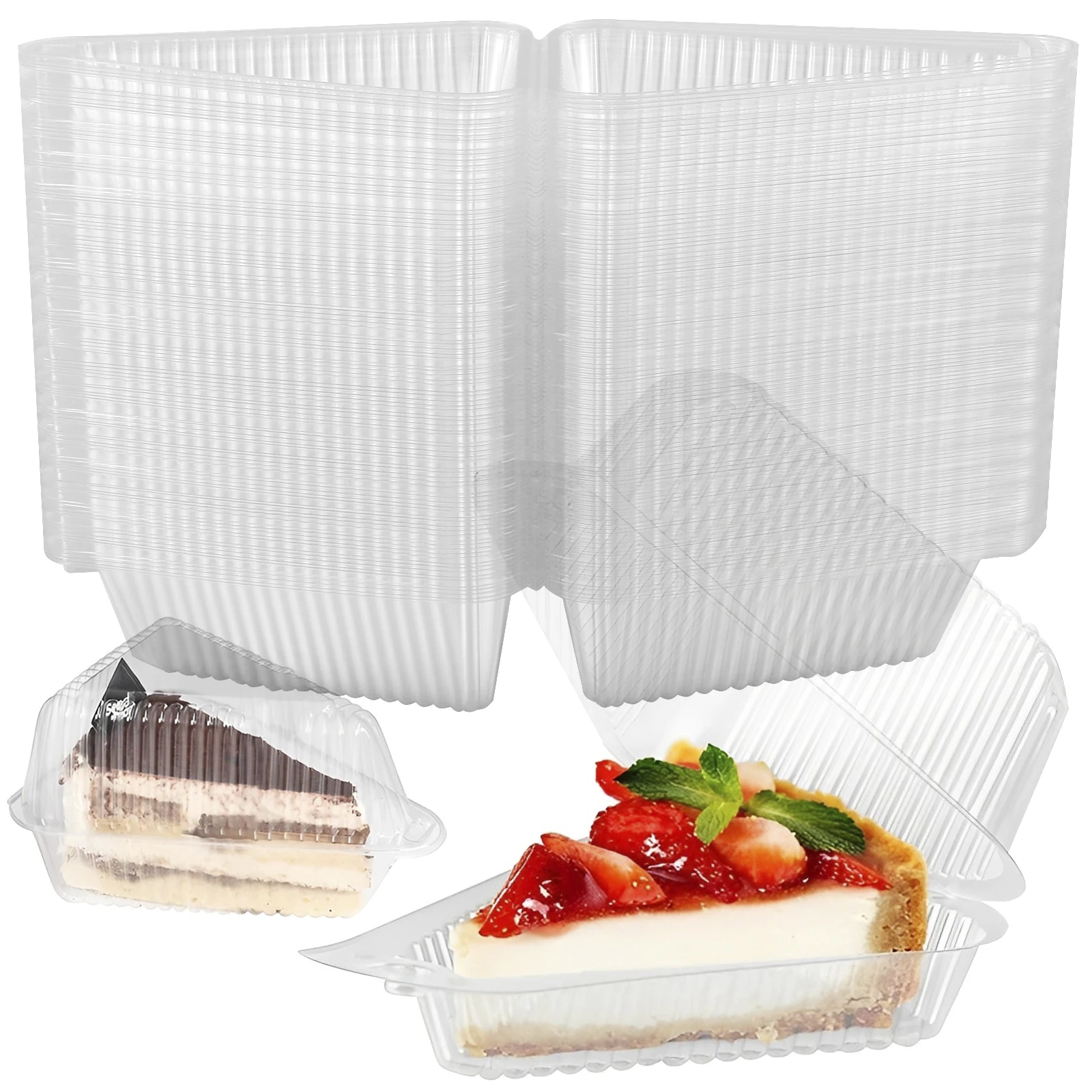 100/150 pezzi contenitore per fette di torta triangolo trasparente scatola da dessert riutilizzabile scatola di imballaggio alimentare mousse di plastica cheesecake scatola da asporto