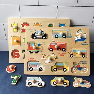 Giocattoli per bambini Puzzle in legno Montessori Giocattoli per bambini Grab Board Animali