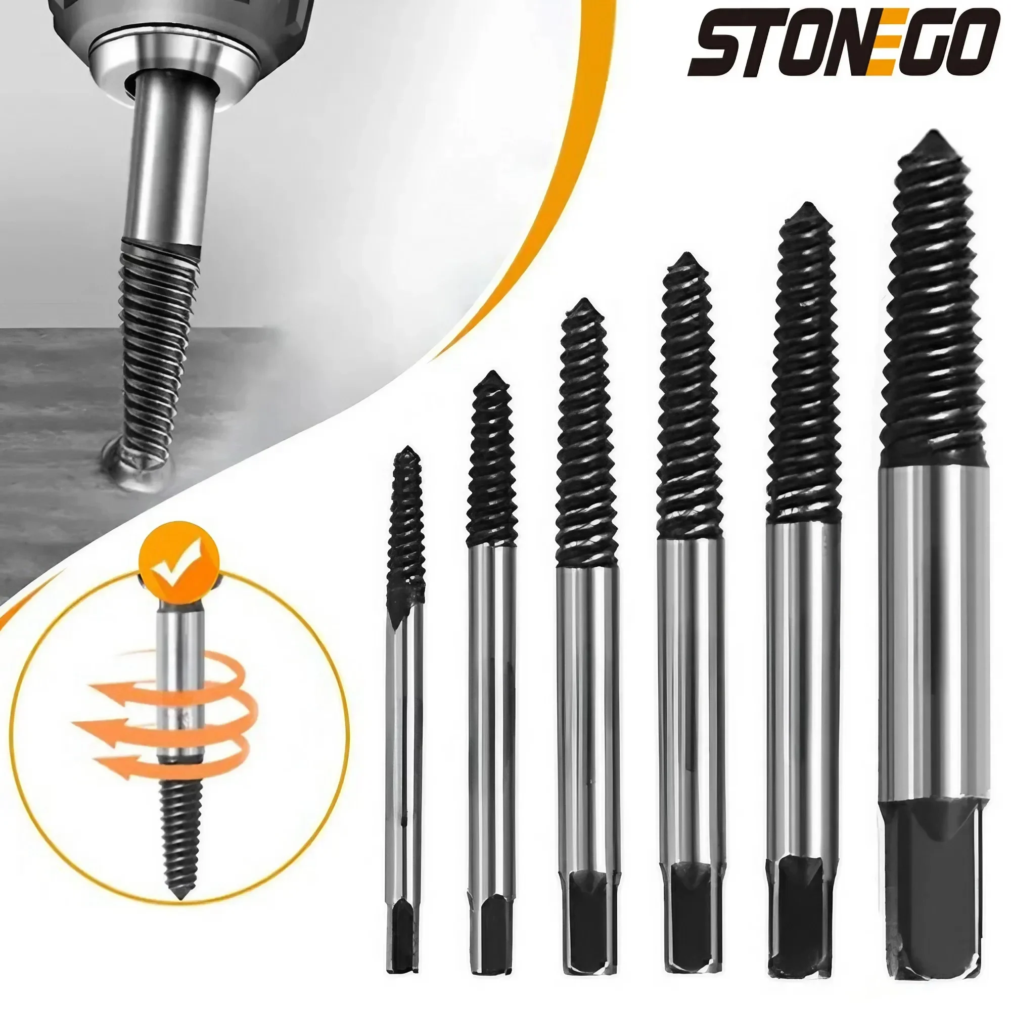 5/6Pcs Screw Extractor Center Drill Bits Guide Set Broken Damaged Bolt Durable Easy Out Remover Center Drill Damaged Bolts Tools