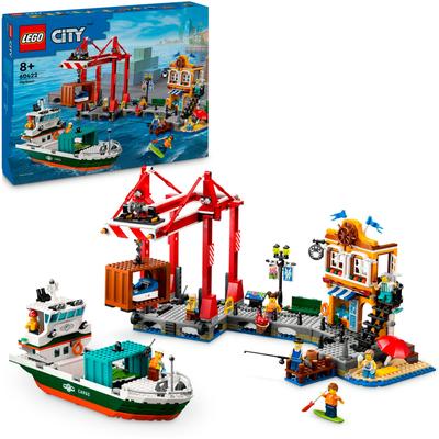 Konstruktionsspielsteine LEGO "Hafen mit Frachtschiff (60422), City" Spielbausteine bunt Kinder Made in Europe