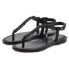 Zehentrenner LASCANA "Sandalette, Sommerschuh", Damen, Gr. 37, schwarz (schwarz, schwarz), Obermaterial: 100% Ziegenleder. Futter: 100% Lederimitat. Decksohle: 100% Lederimitat. Laufsohle: 100% Synthetik, unifarben, Flechtoptik, modisch, Schuhe,...