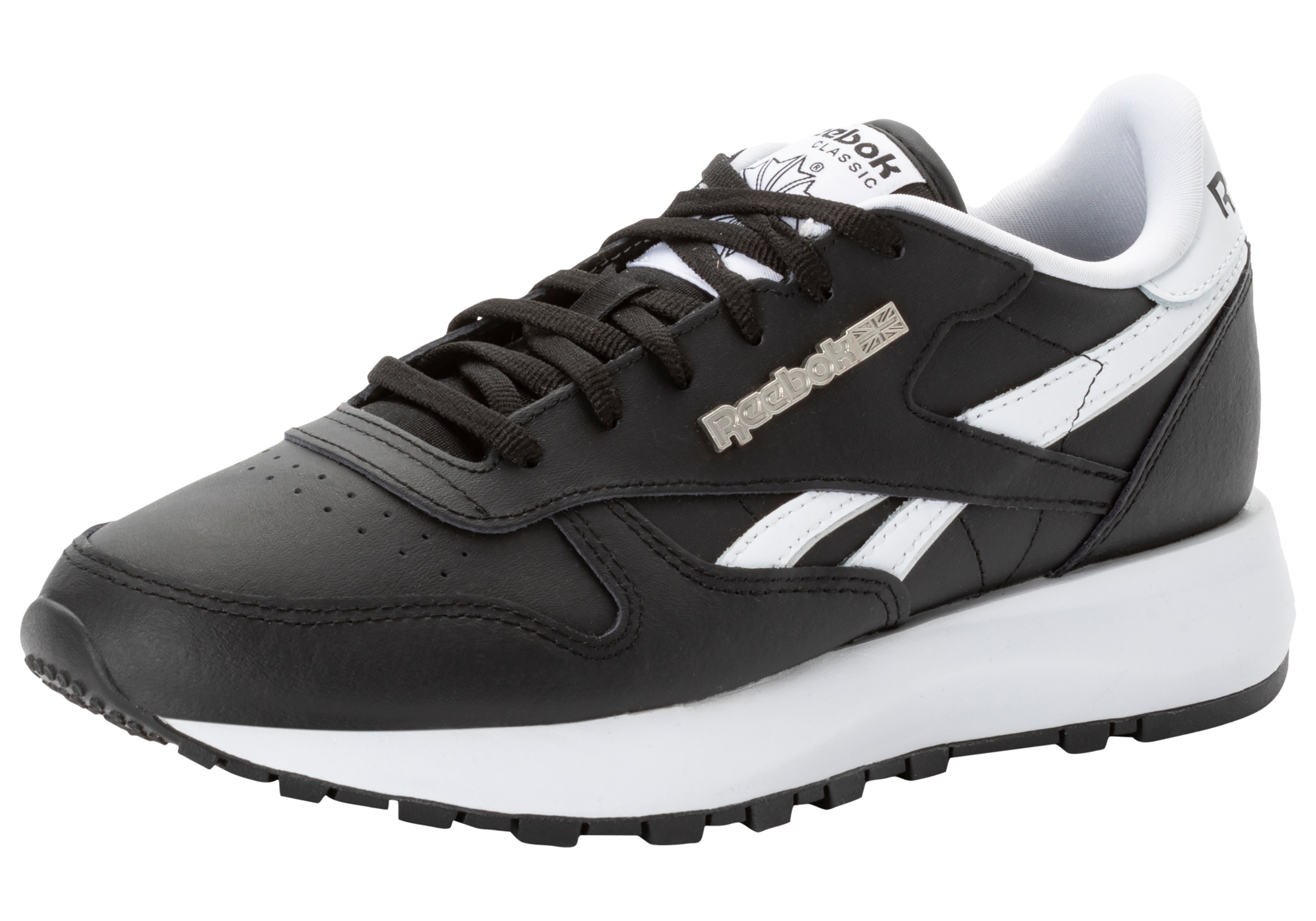 Sneaker REEBOK CLASSIC "CLASSIC LEATHER SP", Gr. 40, schwarz-weiß (weiß, schwarz), Leder, Synthetik, Schuhe